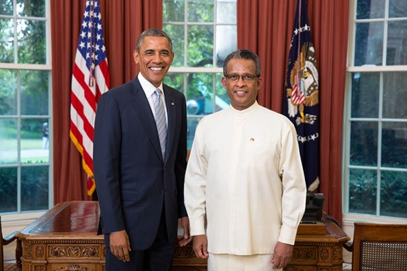 Sri Lanka Ambassador Prasad Kariyawasam with US President Barack Obama