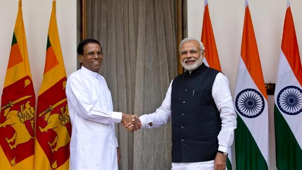 Sri Lanka President Maithripala Sirisena meets India Primeminister Narendra Modi