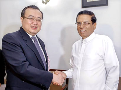 Sri Lanka President Maithripala Sirisena met China Assistant Minister of Foreign Affairs Mr. Liu Jianchao