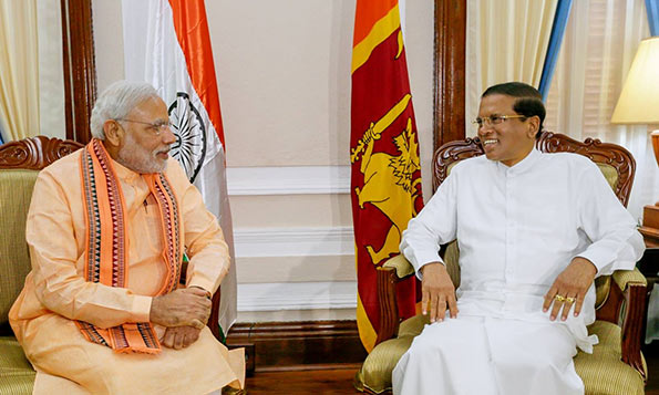 Indian Prime Minister Narendra Modi met Sri Lanka President Maithripala Sirisena