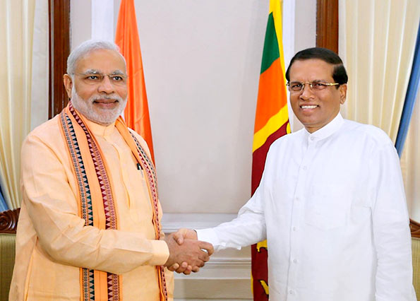 Indian Prime Minister Narendra Modi met Sri Lanka President Maithripala Sirisena