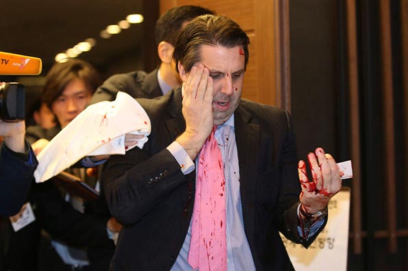 The U.S. Ambassador to South Korea, Mark Lippert, was attacked in Seoul - South Korea