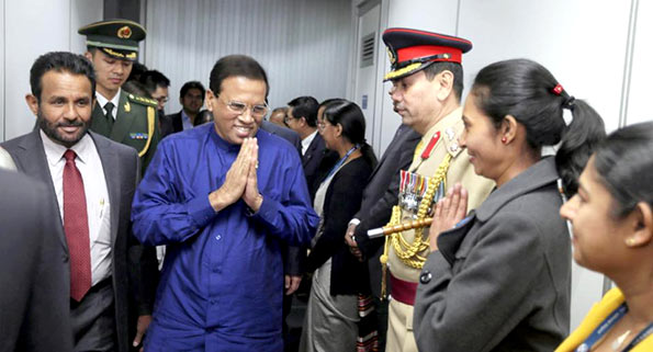 Sri Lanka President Maithripala Sirisena arrived at Beijing airport - China