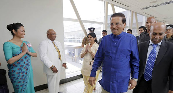 Sri Lanka President Maithripala Sirisena leaves for China