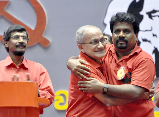 Tilvin Silva, Somawansa Amarasinghe with Anura Kumara Dissanayake - JVP Sri Lanka