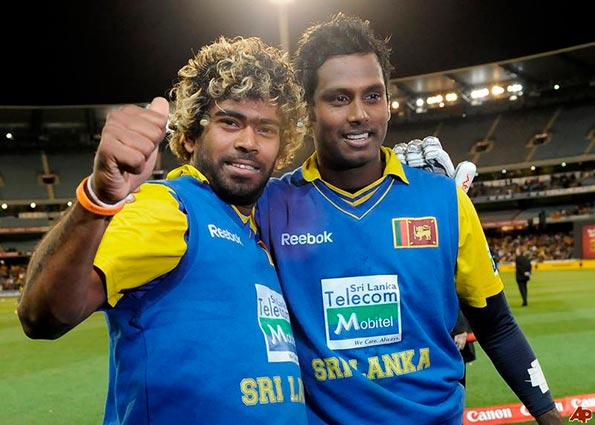 Lasith Malinga with Angelo Mathews