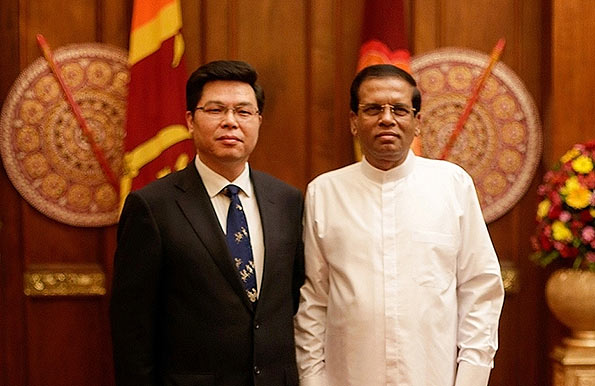 Ambassador Yi Xianliang with Sri Lanka President Maithripala Sirisena