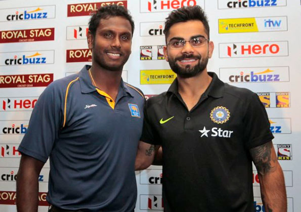 Angelo Mathews with Virat Kohli