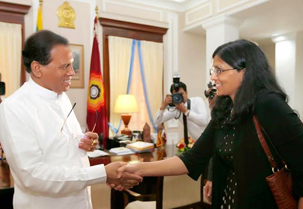 Nisha Biswal meets Sri Lanka President Maithripala Sirisena