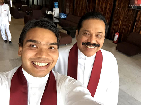 Namal Rajapaksa with Mahinda Rajapaksa