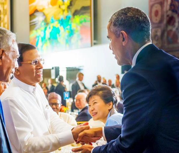 US President Barack Obama met Sri Lanka President Maithripala Sirisena