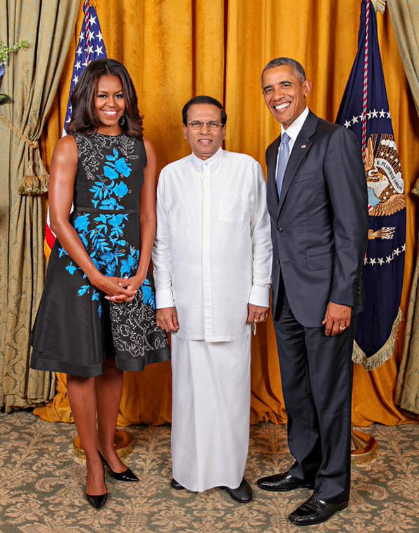 US President Barack Obama with Sri Lanka President Maithripala Sirisena