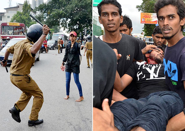 Police attack on HNDA students in Sri Lanka