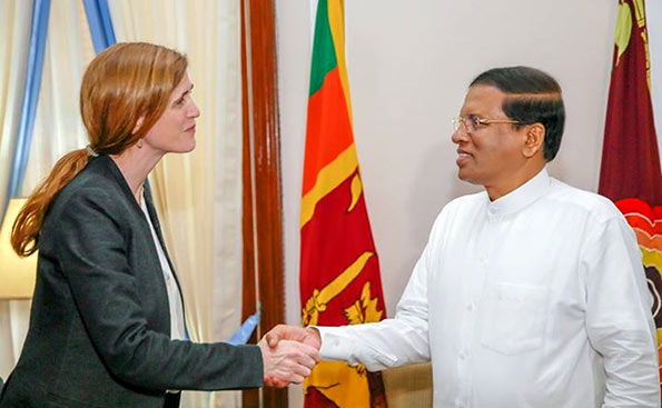 Samantha Power with Maithripala Sirisena