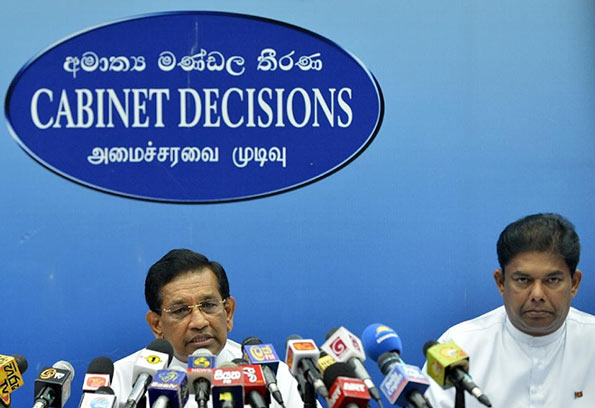 Rajitha and Gayantha at Cabinet Decisions press - Sri Lanka