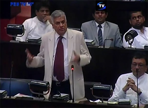 Prime Minister Ranil Wickremasinghe at Sri Lanka Parliament