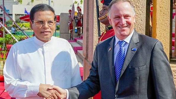 Prime Minister of New Zealand John Phillip Key with President of Sri Lanka Maithripala Sirisena