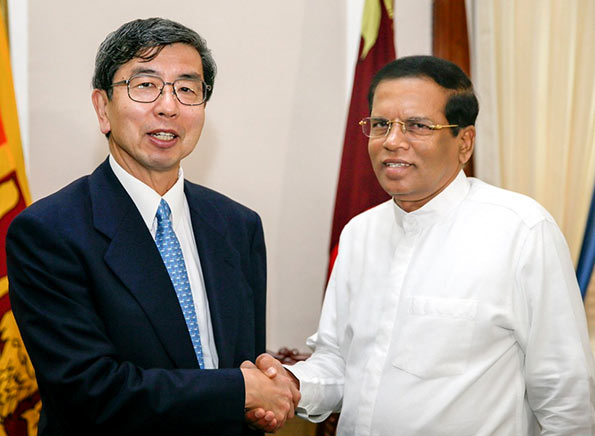 Sri Lanka President Maithripala Sirisena with ADB President Takehiko Nakao