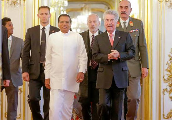 Sri Lanka President Maithripala Sirisena with Federal President of Austria Heinz Fischer