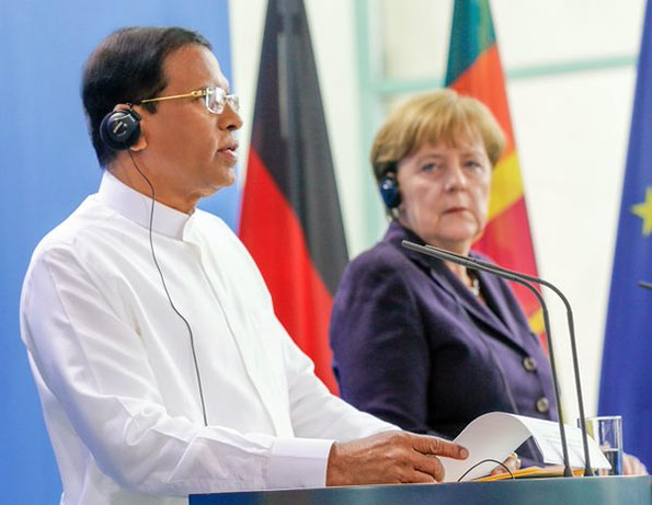 Sri Lanka President Maithripala Sirisena with German Federal Chancellor Dr. Angela Merkel