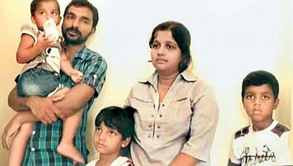 Sri Lankan Tamil refugee K. Dhayabararaj and his family