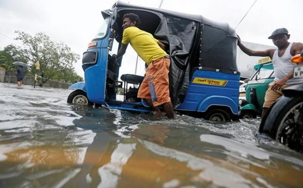 Flooded road in Sri Lanka