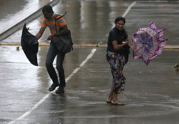 Flooded road in Sri Lanka