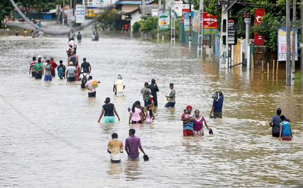 Flooded road in Sri Lanka
