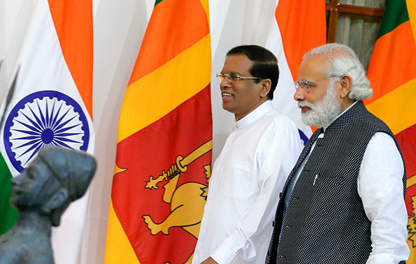 Sri Lanka President Maithripala Sirisena with India Prime Minister Narendra Modi