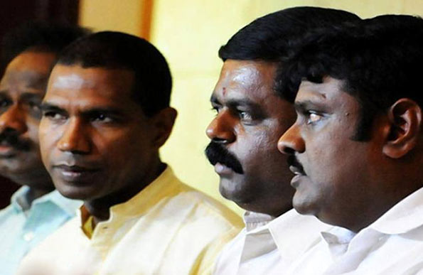 Sri Lankan MPs Sivagnanam Siritharan, Charles Nirmalanathan and Velukumar