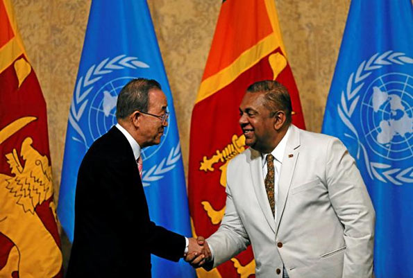 Ban Ki-Moon with Mangala Samaraweera