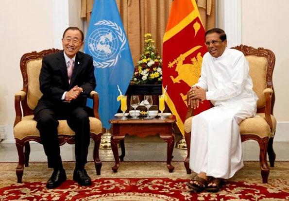 Ban Ki-Moon with Sri Lanka President Maithripala Sirisena