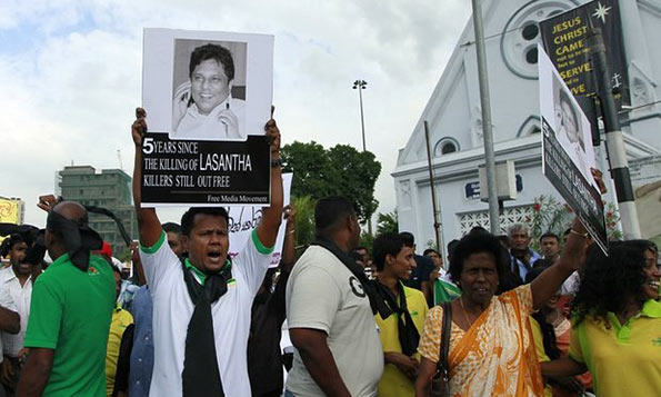 Protest on Lasantha Wickrematunge murder case