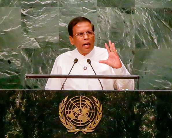 Sri Lanka President Maithripala Sirisena at United Nations UN General Assembly