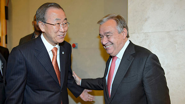 Ban Ki-Moon with Antonio Guterres