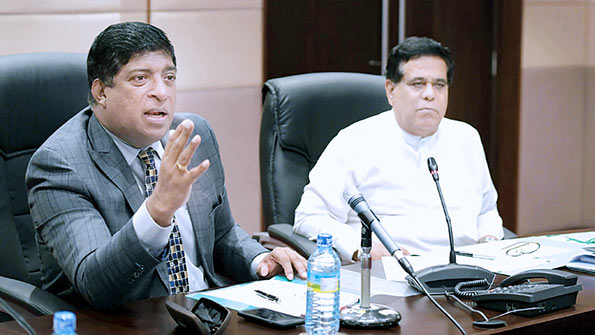 Ravi Karunanayake with Nimal Siripala De Silva