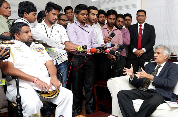 Sri Lanka Prime Minister Ranil Wickremesinghe with Navy Commander