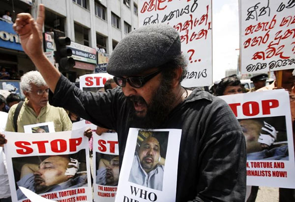 Protest on journalist Keith Noyahr in Sri Lanka