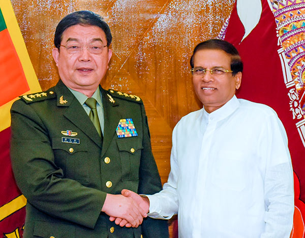 General Chang Wanquan met Sri Lanka President Maithripala Sirisena