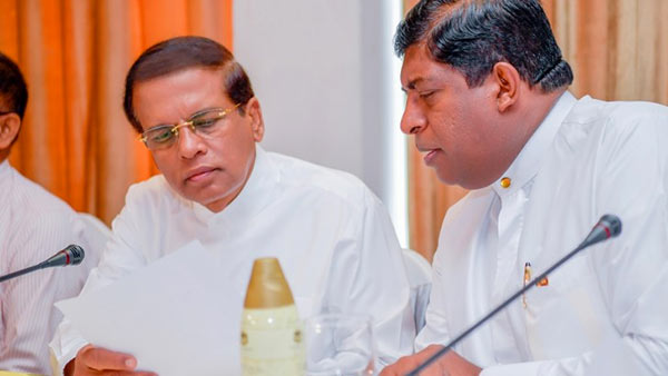 Sri Lanka President Maithripala Sirisena with Finance Minister Ravi Karunanayake