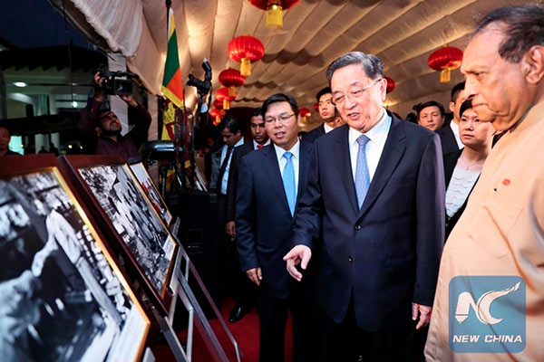 Sri Lanka speaker Karu Jayasuriya with Yu Zhengsheng