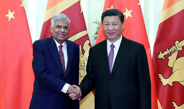 Sri Lankan Prime Minister Ranil Wickremesinghe with China President Xi Jinping