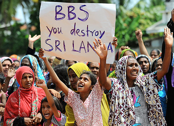 Sri Lanka Muslims on anti BBS protest