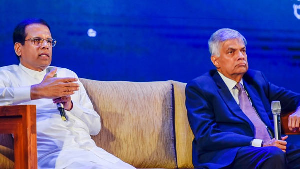 Sri Lanka President Maithripala Sirisena with Prime Minister Ranil Wickremesinghe