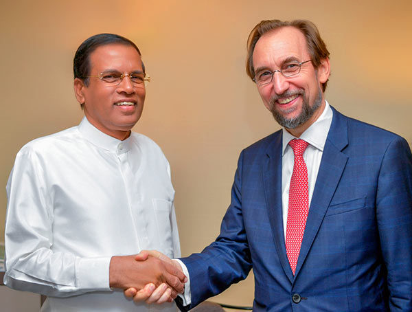 Sri Lanka President Maithripala Sirisena with Prince Zeid Al Hussein