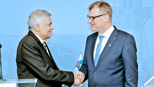 Prime Minister Ranil Wickremesinghe and Finland’s Prime Minister Juha Sipilä