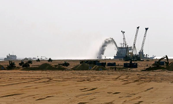 Colombo port city construction site in Sri Lanka