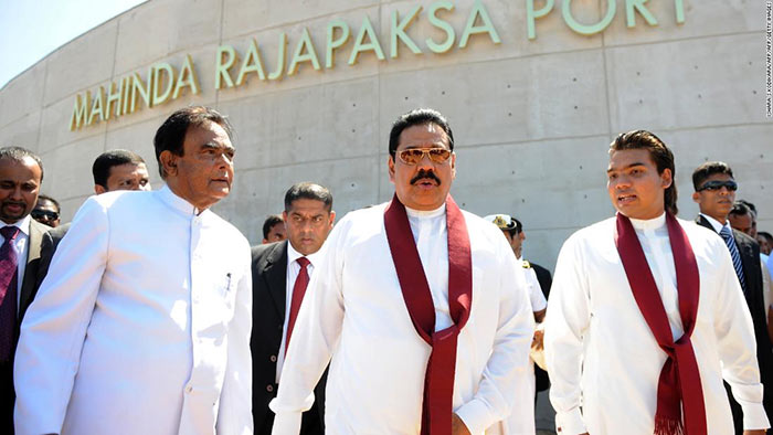 Former Sri Lanka president Mahinda Rajapaksa with his son Namal Rajapaksa