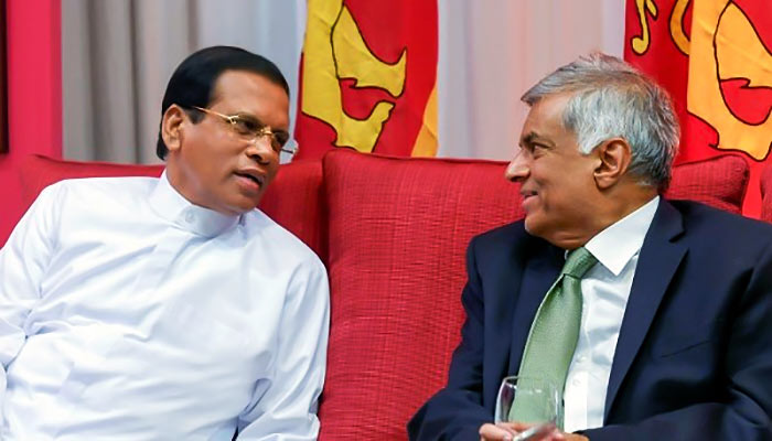 Sri Lanka President Maithripala Sirisena with Prime Minister Ranil Wickramasinghe