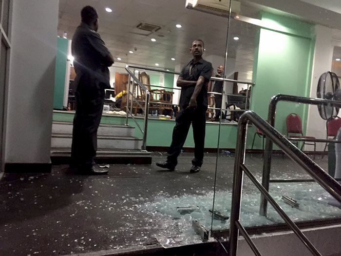 Bangladesh&apos;s Cricket dressing room door damaged in Colombo Sri Lanka